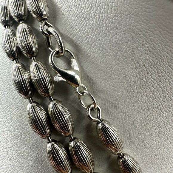 Napier vintage Long  silver tone oval beaded necklace - Picture 6 of 13